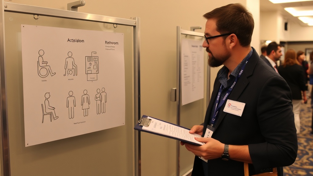 Public event with accessible facilities and accessibility signage