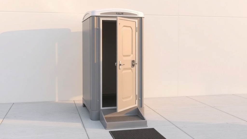 ADA accessible portable toilet properly positioned with clear pathway