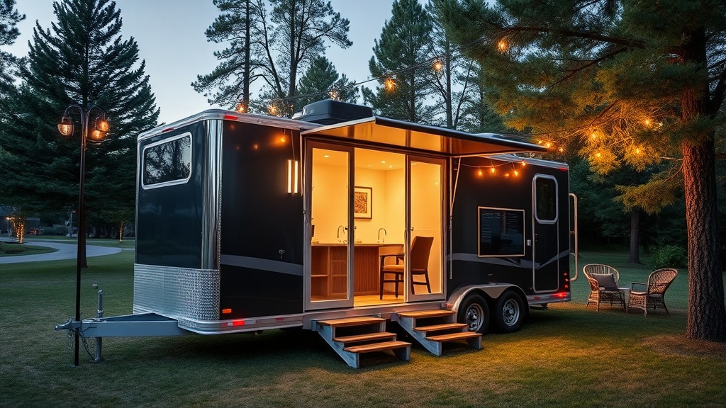 Premium restroom trailer at professional corporate outdoor event