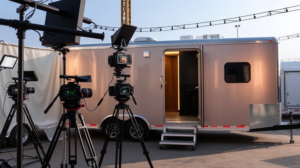 Luxury restroom trailers on film production set location