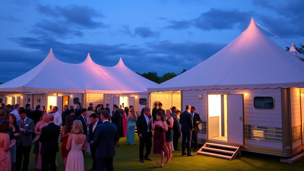 Elegant restroom trailer at country club outdoor event
